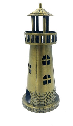 Faro portavelas para tealight de 18,5 cm en dorado antiguo con opción de grabado