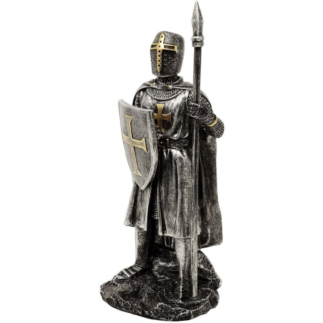 Figura Caballero con lanza 20 cm con posibilidad de personalización con grabado - decoración pintada a mano de polyresina para regalo a amantes de la historia y militaria