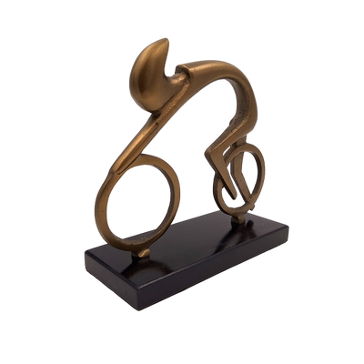Figura de ciclista VB26/9 con grabado - Regalo elegante para ciclistas, altura 18 cm, latón y negro, decoración minimalista para interiores