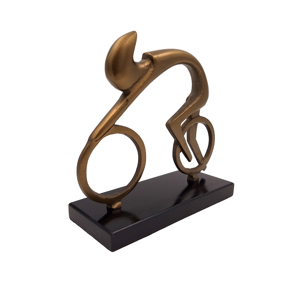 Figura de ciclista VB26/9 con grabado - Regalo elegante para ciclistas, altura 18 cm, latón y negro, decoración minimalista para interiores