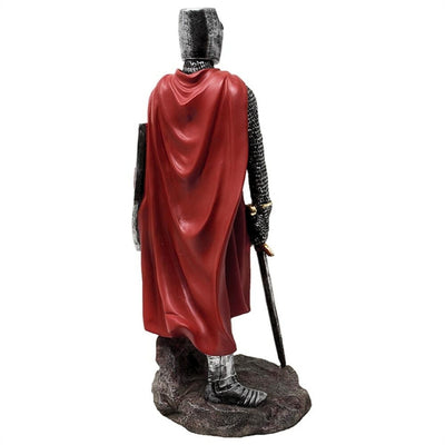 Figura de caballero cruzado de poliresina de 30 cm, personalizable con grabado