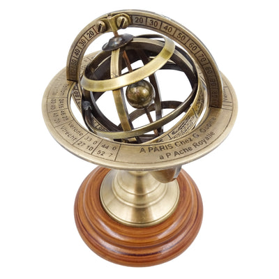 Astrolabio de latón de 14 cm con grabado - regalo único para amantes de la astronomía, elegante decoración de latón y madera en color dorado
