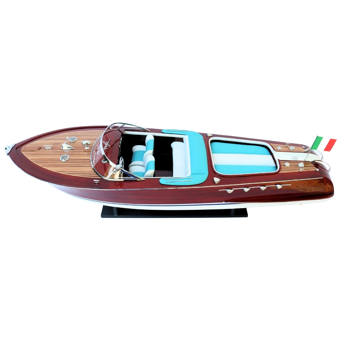 Modelo exclusivo de lancha motora Riva Aquarama de 87 cm con posibilidad de personalización con grabado