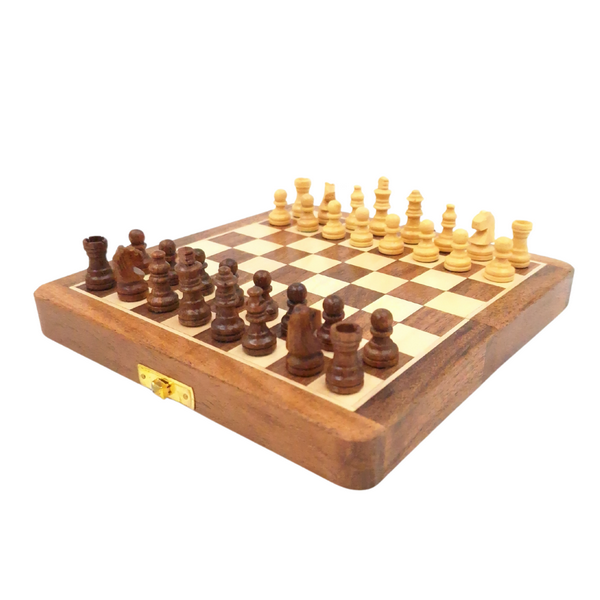 Ajedrez magnético de madera 17x17 cm con grabado personalizado