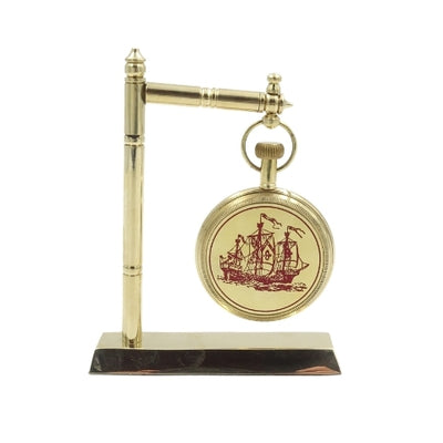 Reloj marinero de latón para escritorio NC2126 con posibilidad de grabado, 12 cm de altura, ideal para regalo para amantes de la navegación con motivo de ancla y velero