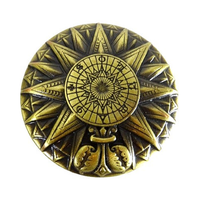 Brújula solar renacentista de latón con grabado - Elegante regalo vintage de 4,5 cm de altura y 8,5 cm de diámetro