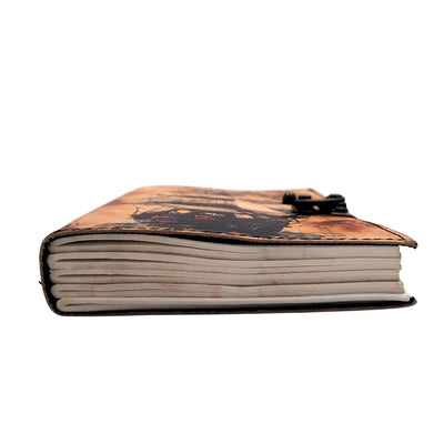 Cuaderno de cuero marinero velero retro con grabado