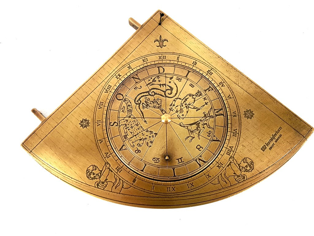 Cuadrante solar de latón Gunter H39 con base de madera, opción de personalización con grabado, regalo ideal para amantes de la astronomía, altura 17 cm, elegante embalaje para regalo