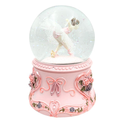 Bailarina de Ballet Bailando en Bola de Cristal de 15 cm con Grabado Personalizado - Elegante Caja de Música con Base Pastel y Melodía Lago de los Cisnes