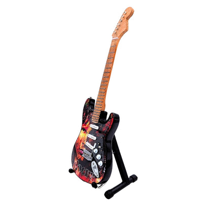Mini guitarra Jim Morrison The Doors - Madera de caoba - Grabado personalizado - Regalo ideal para fans de la música - Altura 27,5 cm - Elemento decorativo de colección