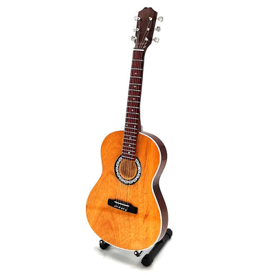 Mini guitarra clásica con grabado - decoración de madera de caoba 25 cm