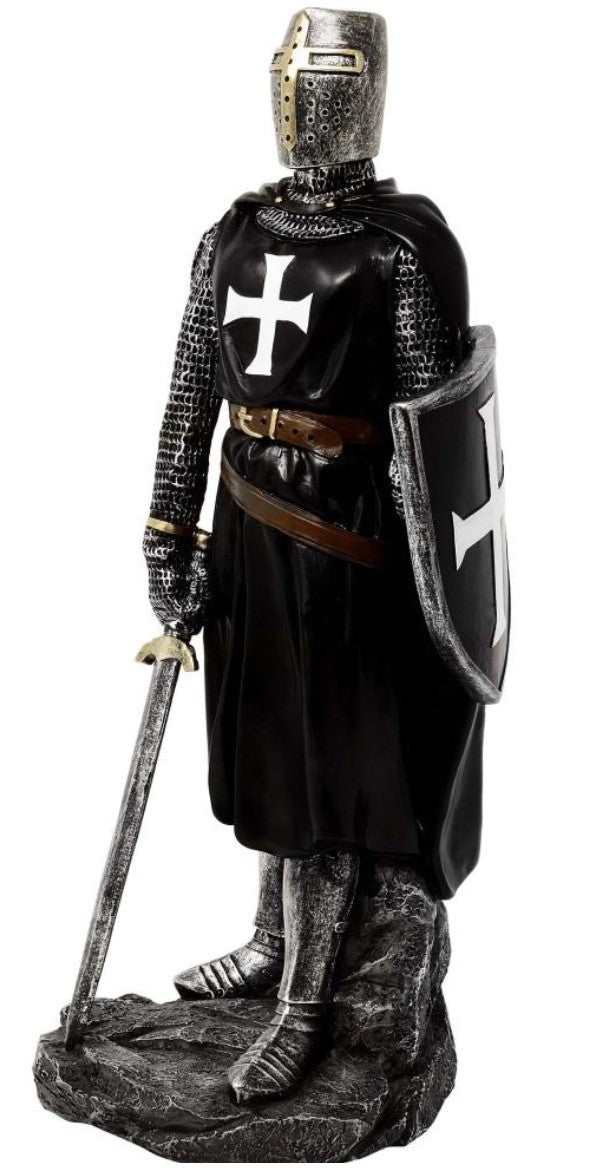 Caballero Cruzado de Poliresina MC-23078 - Figura de 30 cm con Posibilidad de Personalización con Grabado