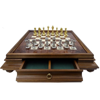 Ajedrez exclusivo Italfama de metal dorado 53x53 cm con posibilidad de grabado personalizado