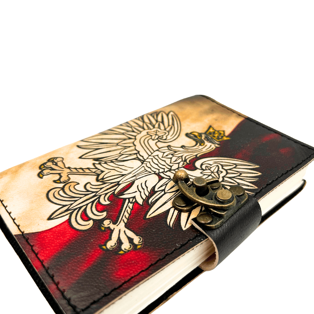 Cuaderno de cuero Diario Águila Polaca Patriótico con grabado