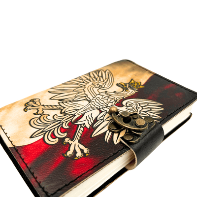 Cuaderno de cuero Diario Águila Polaca Patriótico con grabado