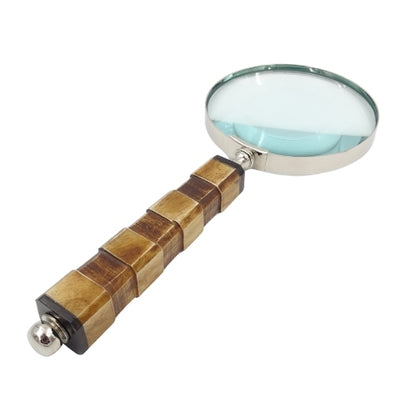 Lupa elegante para leer con mango de hueso NC1099A con posibilidad de personalización mediante grabado, carcasa plateada de latón, ideal para regalo para personas mayores, abuelo o coleccionista, altura 24,5 cm