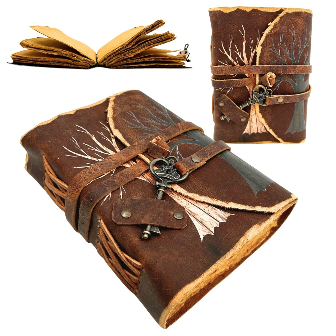 Cuaderno de Piel Vintage de 200 páginas con llave – Árbol de la Vida