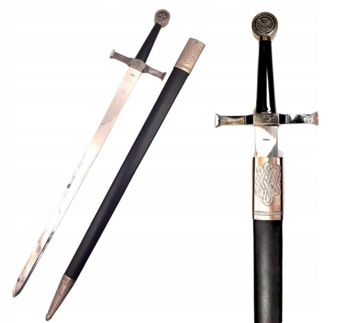 Espada de caballero de acero de 84 cm en funda - Réplica SW-114 con posibilidad de personalización con grabado