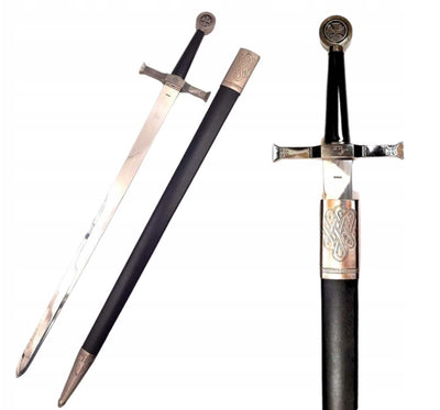 Espada de caballero de acero de 84 cm en funda - Réplica SW-114 con posibilidad de personalización con grabado