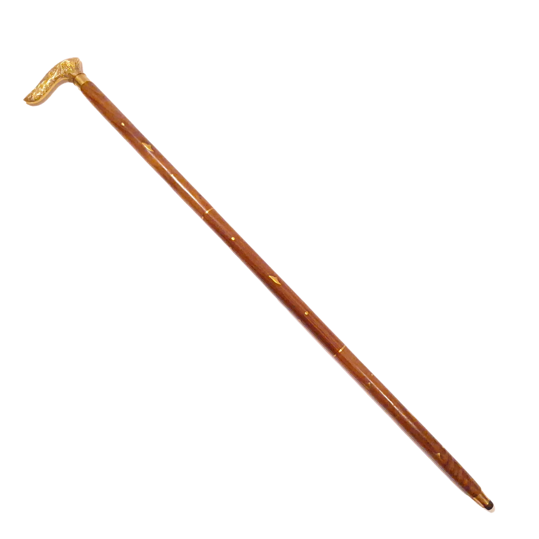 Bastón plegable para caminar DNU-015 con mango de madera y empuñadura de latón
