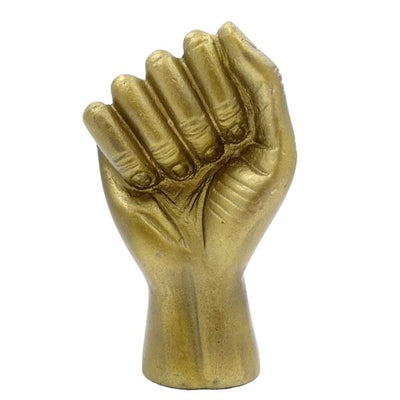 Figura decorativa Puño cerrado de aluminio 18 cm con posibilidad de personalización mediante grabado