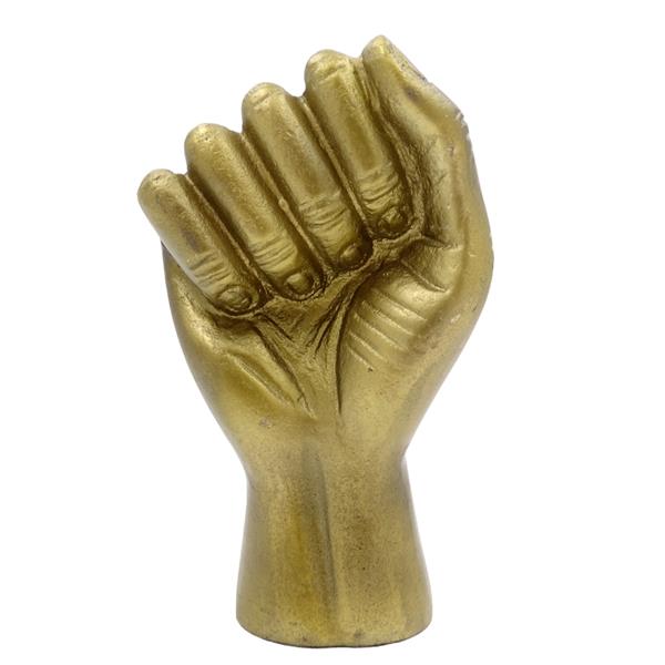 Figura decorativa Puño cerrado de aluminio 18 cm con posibilidad de personalización mediante grabado
