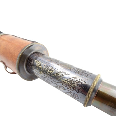 Catalejo retro de latón con correa de cuero NC1596 con posibilidad de personalización mediante grabado