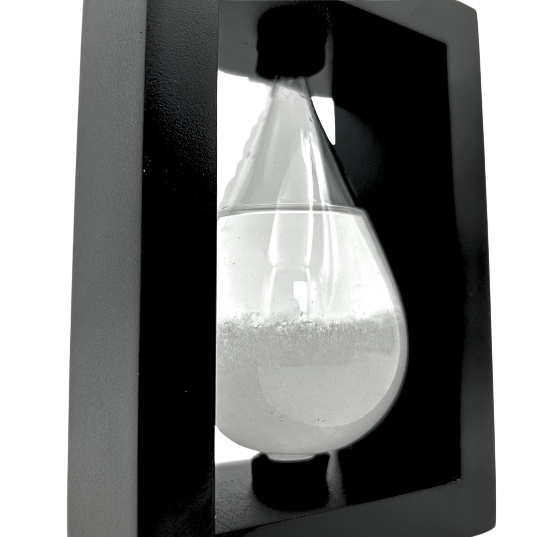 Barómetro de tormenta Fitzroya en marco de madera - Gota Storm Glass con posibilidad de personalización con grabado - regalo ideal para cualquier ocasión - estación meteorológica elegante en estilo moderno con cristales que reaccionan a cambios climáticos