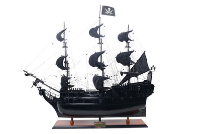 Modelo de barco pirata Perla Negra BP80R con posibilidad de personalización con grabado, longitud 89 cm, regalo exclusivo para cualquier ocasión, artesanía artística, base de madera