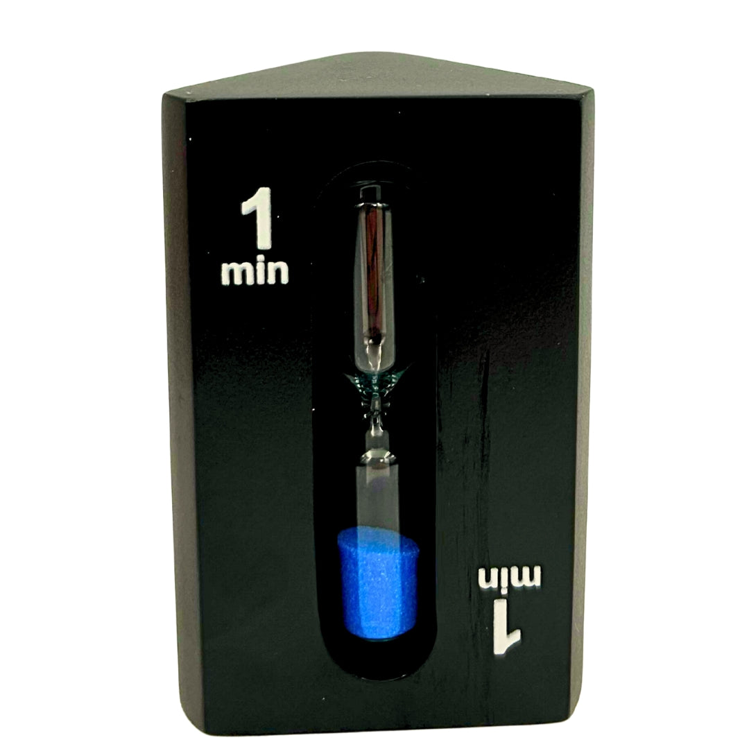 Reloj de arena triangular 1-3-5 minutos negro con posibilidad de grabado