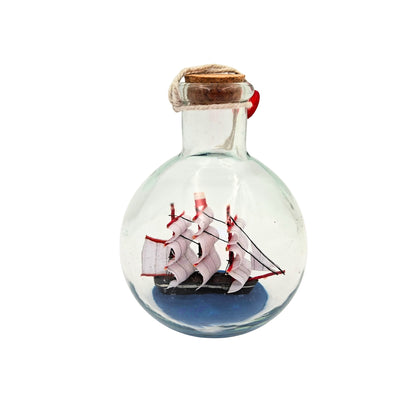 Barco en Botella Rafandynka con posibilidad de personalización con grabado – decoración marinera clásica de 8,5 cm, ideal para regalo a amantes de la navegación