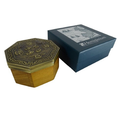 Brújula magnética cardán exclusiva H43 de latón y madera con grabado personalizado