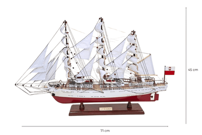 Modelo exclusivo de velero del barco Dar Młodzieży XXL de 71 cm, con posibilidad de personalización mediante grabado