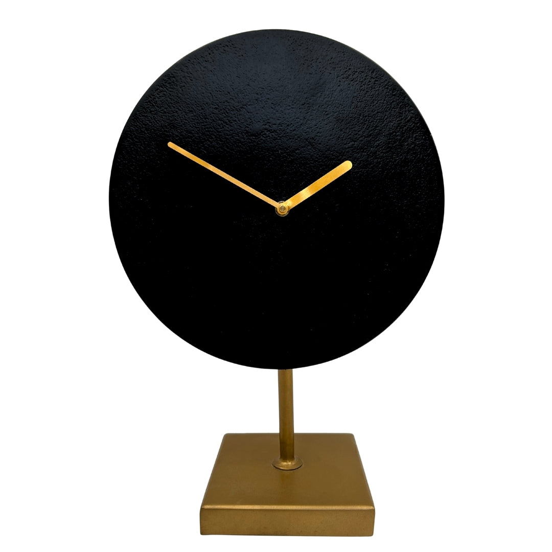 Reloj metálico redondo elegante 4122 en dorado y negro con posibilidad de personalización mediante grabado