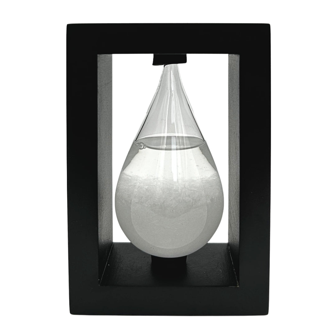 Barómetro de tormenta Fitzroya en marco de madera - Gota Storm Glass con posibilidad de personalización con grabado - regalo ideal para cualquier ocasión - estación meteorológica elegante en estilo moderno con cristales que reaccionan a cambios climáticos