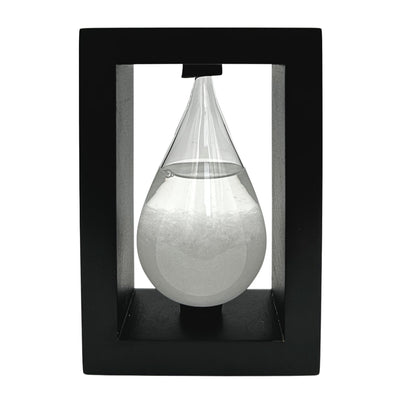 Barómetro de tormenta Fitzroya en marco de madera - Gota Storm Glass con posibilidad de personalización con grabado - regalo ideal para cualquier ocasión - estación meteorológica elegante en estilo moderno con cristales que reaccionan a cambios climáticos