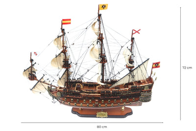 Modelo de velero del barco San Felipe de 80cm, con posibilidad de personalización mediante grabado