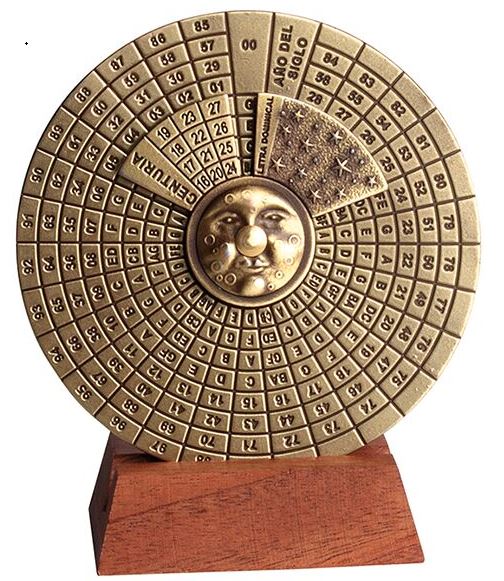 Calendario perpetuo renacentista con grabado - regalo personalizado para los años 1600-2799, elegante decoración de oficina, diámetro 9 cm, estilo renacentista