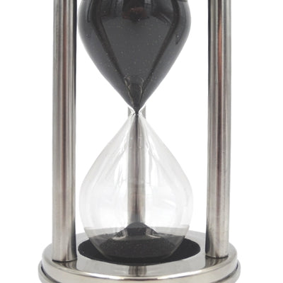 Reloj de arena de aluminio 15 min con posibilidad de personalización mediante grabado, negro, 10,15x10,15x20,25 cm