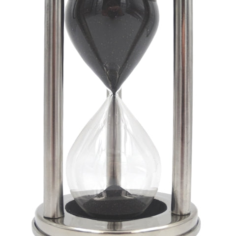 Reloj de arena de aluminio 15 min con posibilidad de personalización mediante grabado, negro, 10,15x10,15x20,25 cm