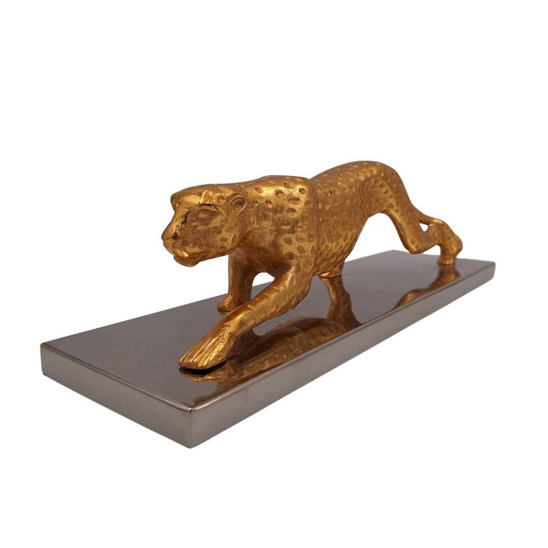 Figura Decorativa Elegante de Leopardo Dorado 42 cm con Grabado Personalizado