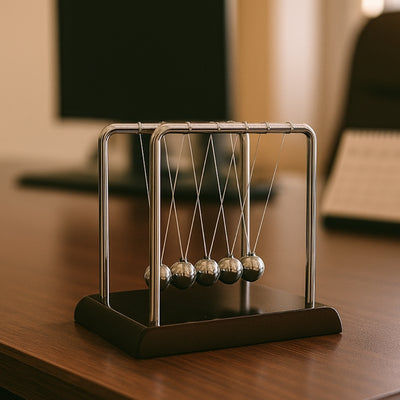 Elegantes Bolas de Newton con Grabado - Madera Metal