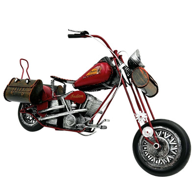 Gran modelo metálico clásico de motocicleta chopper en color rojo con posibilidad de personalización con grabado