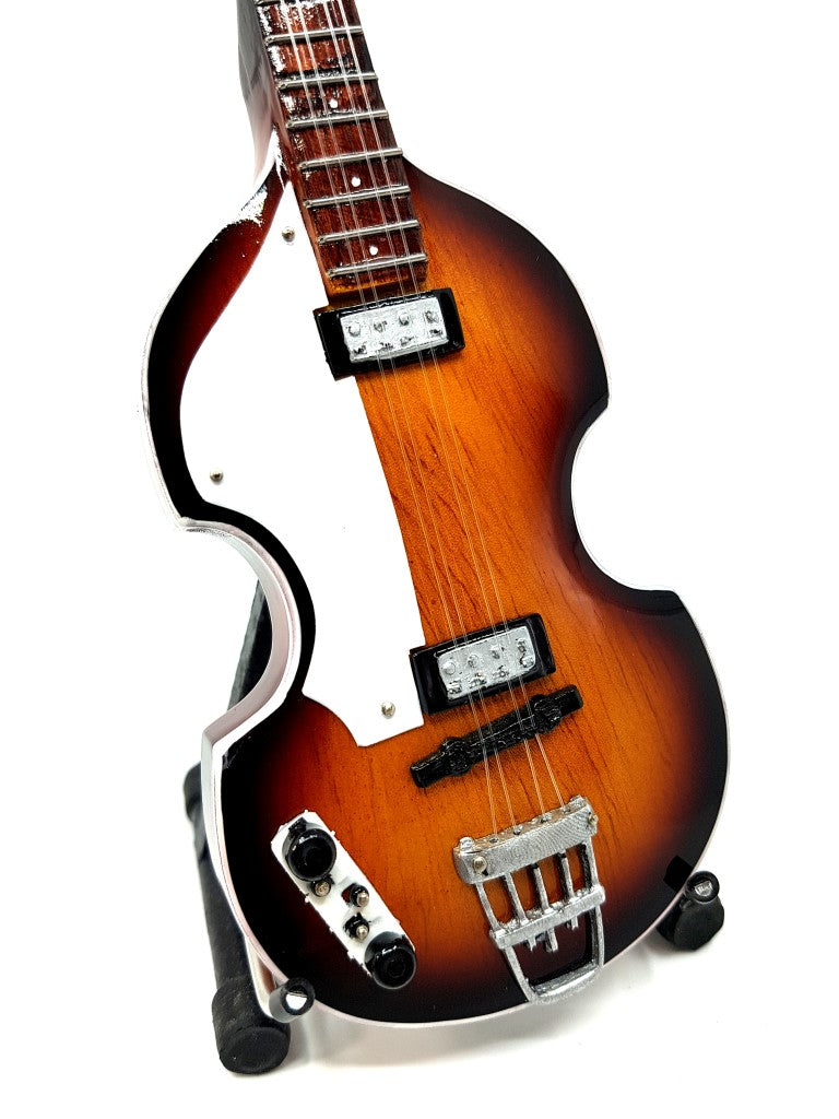 Mini guitarra bajo estilo Paul McCartney, MGT-2028, caoba, opción de personalización con grabado, ideal para regalo, altura 27,5 cm