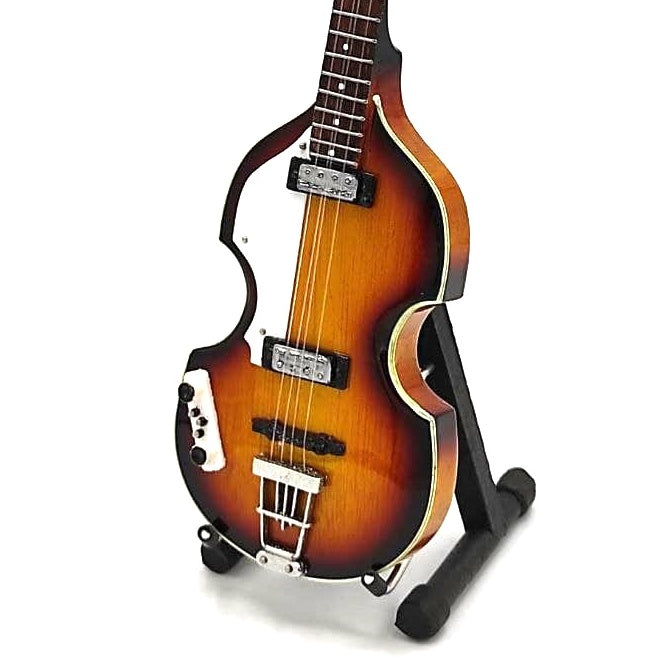 Mini guitarra bajo estilo Paul McCartney, MGT-2028, caoba, opción de personalización con grabado, ideal para regalo, altura 27,5 cm
