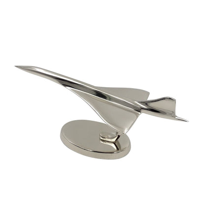 Modelo metálico de avión Concorde en color plateado con opción de grabado personalizado
