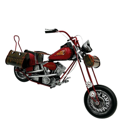 Gran modelo metálico clásico de motocicleta chopper en color rojo con posibilidad de personalización con grabado