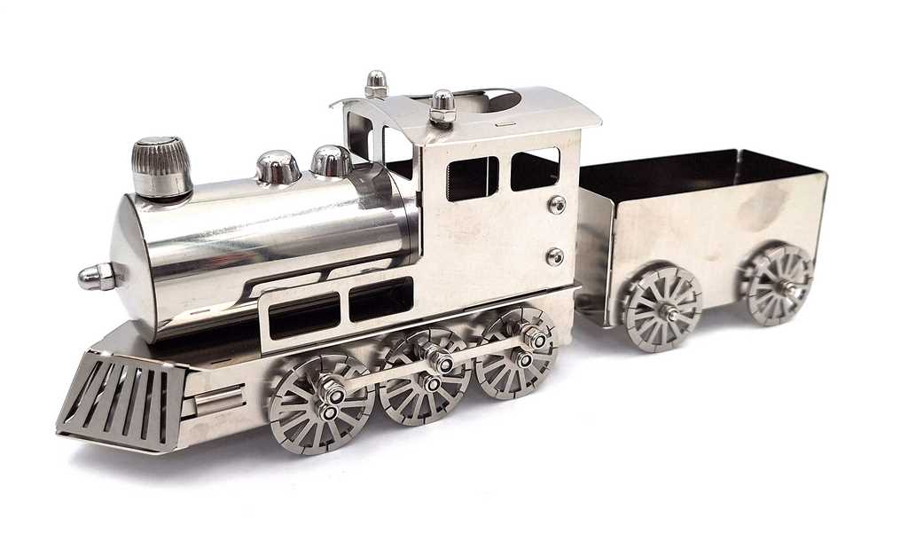 Modelo plateado de tren personalizable con grabado