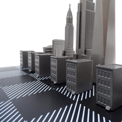 Ajedrez Skyline de Nueva York con grabado en acero inoxidable