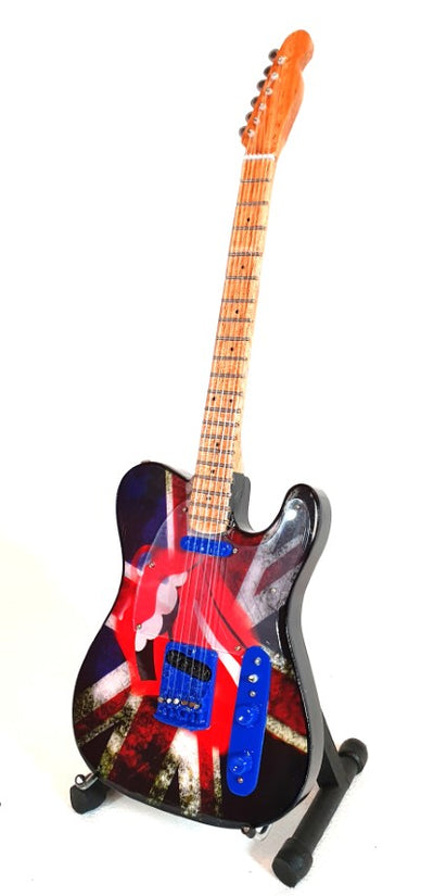 Mini guitarra estilo Rolling Stones Keith Richards MGT-2301 con posibilidad de personalización con grabado, hecha a mano de caoba, regalo ideal para fan de la música, altura 27,5 cm